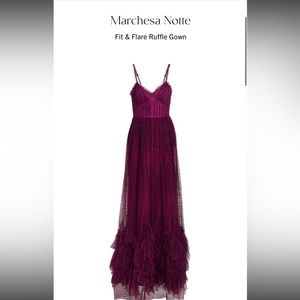 marchesa notte fit and flare gown